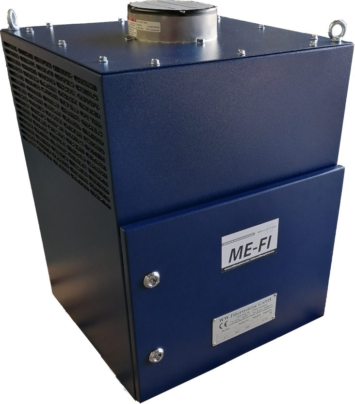 Elektrostatische Filteranlage mit Metallgehäuse und Lüftungsauslass, zur Ölnebelabscheidung